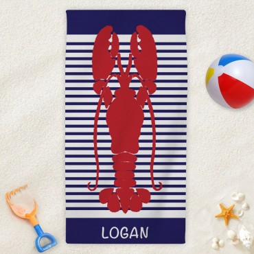 Personalized Lobster Kids Beach Towel
