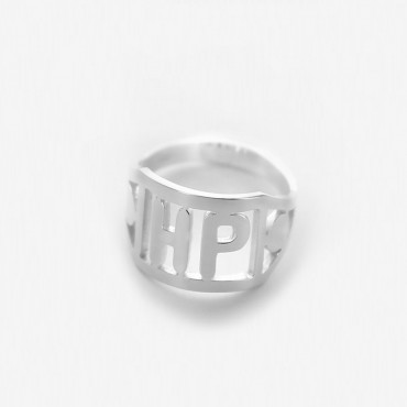 Personalized Modern Sterling Silver Two Initial Ring