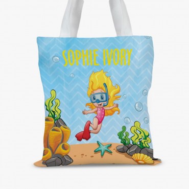 Personalized Snorkeling Kids Beach Tote Bag