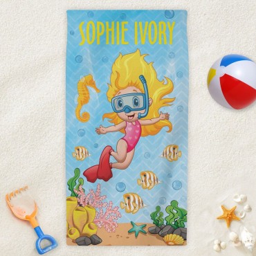 Personalized Snorkeling Kids Beach Towel