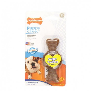 Nylabone Puppy Chew Textured Ring and Bone - Chicken Flavor - Petite - 1 Pack - 5 Pieces
