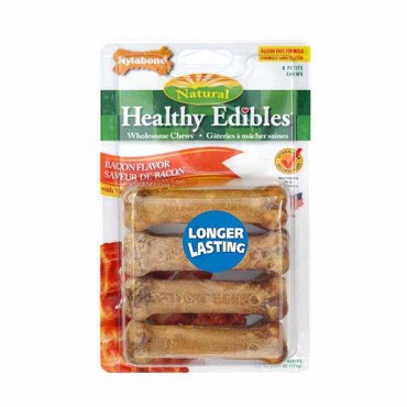 Nylabone Healthy Edibles Wholesome Dog Chews - Bacon Flavor - Petite - 8 Pack - 2 Pieces