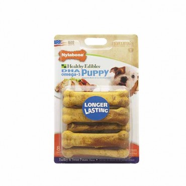 Nylabone Healthy Edibles DHA Omega-3 Puppy - Turkey and Sweet Potato Flavor - Petite - 8 Pack