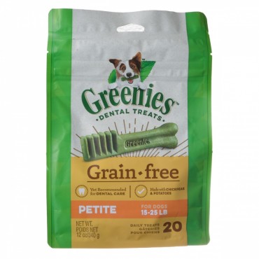 Greenies Grain Free Dental Treats for Dogs - Petite - 20 Pack - Dogs 15-25 lbs