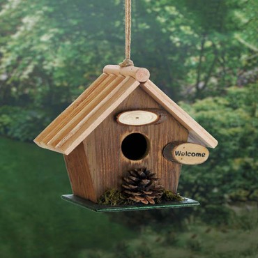 Pine Cone Rustic Wood Birdhouse