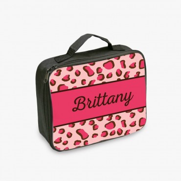 Pink Leopard Spots Personalized Lunch Tote