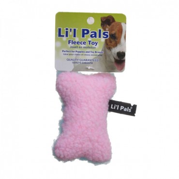 Li'l Pals Fleece Bone Toy for Dogs and Puppies - Plush Pink Dog Bone Toy - 5 Pieces