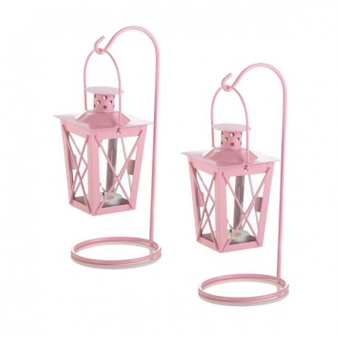 Pretty In Pink Railroad Candle Lanterns