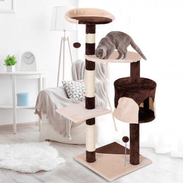 43 In. Cat Tree Kitten Activity Tower with Scratching Posts