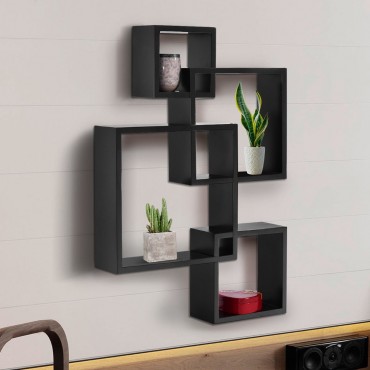 4 Intersecting Square Floating Wall Mounted Shelf