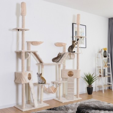 Condo Scratching Posts Cat Tree with Ladder Hammock