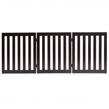 24 Inch. Folding Standing 2/3 Panels Wood Pet Fence - Brown