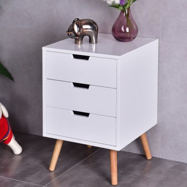 White Wood Side End Table Nightstand