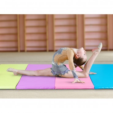 4 Ft. x 10 Ft. x 2 In. Multicolor Portable Folding PU Gymnastics Mat