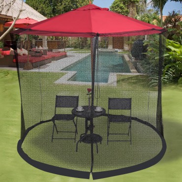 Outdoor 9/10 FT Umbrella Table Screen Mosquito Bug Insect Net