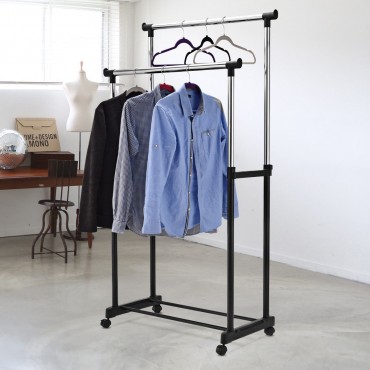 Double Rail Adjustable Garment Rack Clothes Hanger