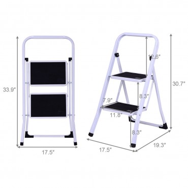 2 Steps Folding Heavy Duty Steel Anti-Slip Ladder