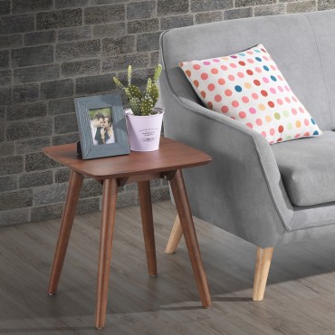 Accent Sofa Side End Table With Solid Wood Leg