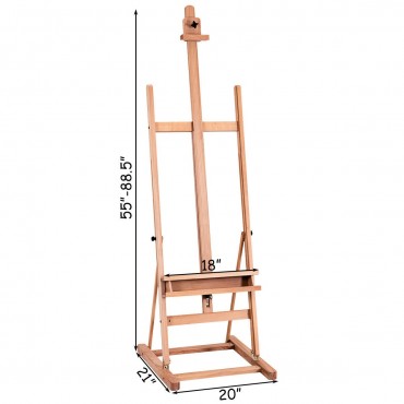 Adjustable Wood H - Frame Painting Floor Easel With Tray