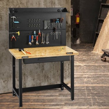 4 Ft. Workbench With Pegboard And Organizer Drawer