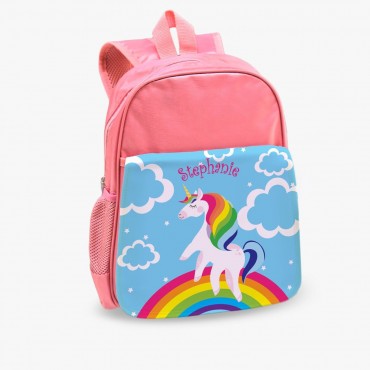 Rainbow Unicorn Custom Kids Pink Backpack