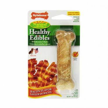 Nylabone Healthy Edibles Wholesome Dog Chews - Bacon Flavor - Regular - 1 Pack - 6 Pieces