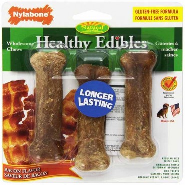 Nylabone Healthy Edibles Wholesome Dog Chews - Bacon Flavor - Regular - 3 Pack - 2 Pieces