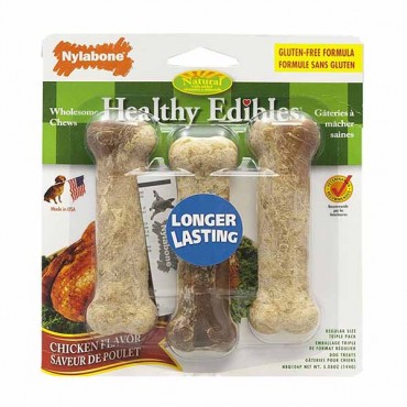 Nylabone Healthy Edibles Wholesome Dog Chews - Chicken Flavor - Regular - 4.5 in. Long - 3 Pack - 2 Pieces