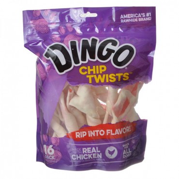 Dingo Chip Twists Meat & Rawhide Chew - Small - 3.9 oz - 6 Pack - 3 Pieces