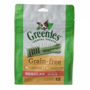 Greenies Grain Free Dental Treats for Dogs - Regular - 12 Pack - Dogs 25-50 lbs