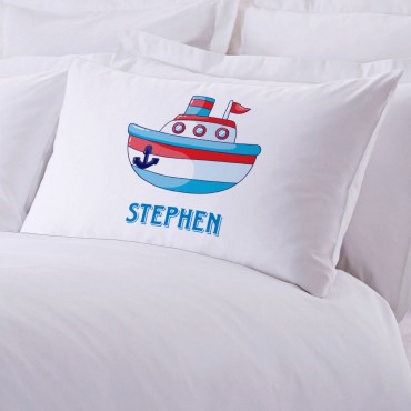 Tugboat Personalized Kids Pillowcase