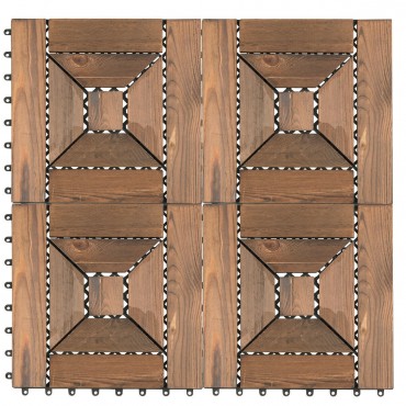 11 PCS Interlocking Wood Deck Tiles Patio Pavers Floor