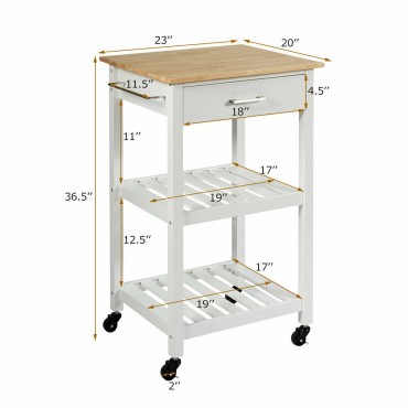 Kitchen Island Cart Multifunction Rolling Trolley Small Wood Cart