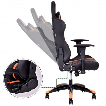 High-Back Reclining Racing Gaming Chair With Head-Rest Pillow