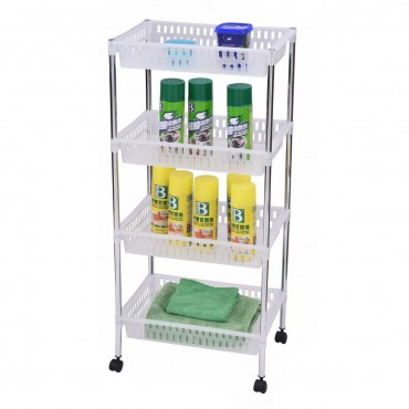 4 Tiers Portable Trolley Cart With Wheels