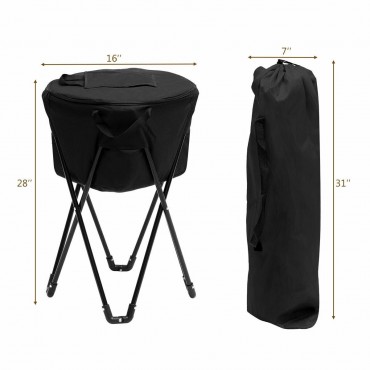 Portable Folding Tub Ice Cooler With Stand And Travel Bag
