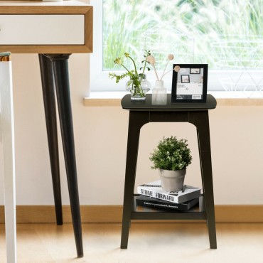 Set Of 2 Side End Tables With Lower Storage Shelf