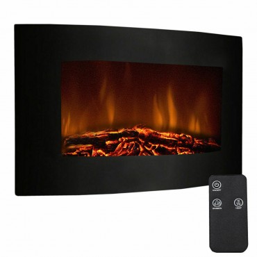 35 In. Electric Wall Mount Fireplace Heater With Remote