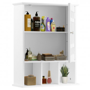 Wall-Mounted Bathroom Storage Cabinet Mirrored With Adjustable Shelf