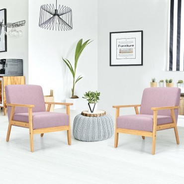 Modern Fabric Upholstered Solid Wood Frame Accent Chair