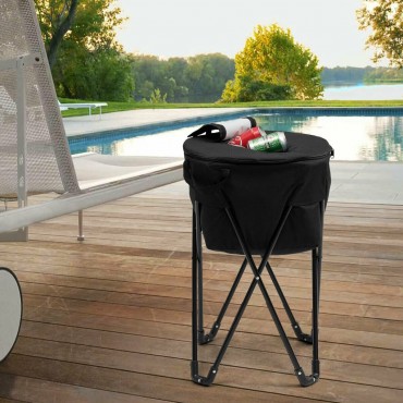 Portable Folding Tub Ice Cooler With Stand And Travel Bag