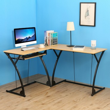 L-Shaped Home Office Corner Desk Computer PC Laptop Table