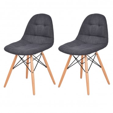 Set Of 2 Mid-Century Upholstered Dining Side Chairs
