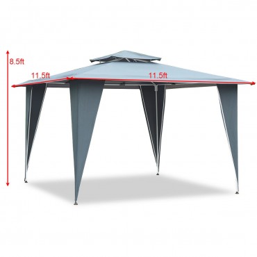 2 Tiers 11.5 Ft. x 11.5 Ft. Gazebo Canopy Shelter Patio Awning Tent
