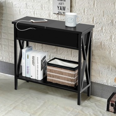 Flip Top End Table Sofa Side Console Table