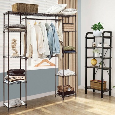 Expandable Free Standing Closet Clothes Hanger Rack