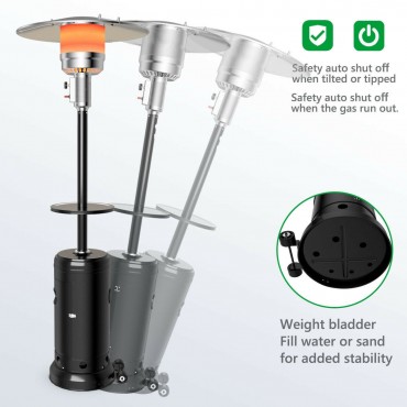 Outdoor Heater Propane Standing LP Gas Steel With Table And Wheels