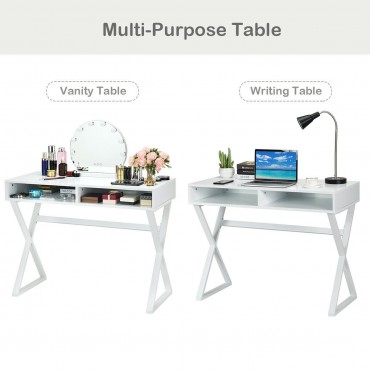 Modern Computer Desk Makeup Vanity Table With 2 Storage Compartments