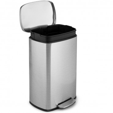 13.2 Gallon Trash Garbage Can Stainless Steel Bin With Bucket