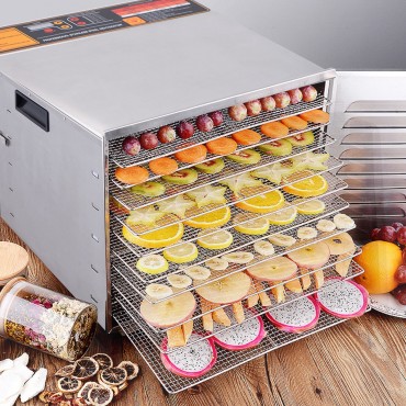 10 Trays Stainless Steel Food Dehydrator Fruit Dryer